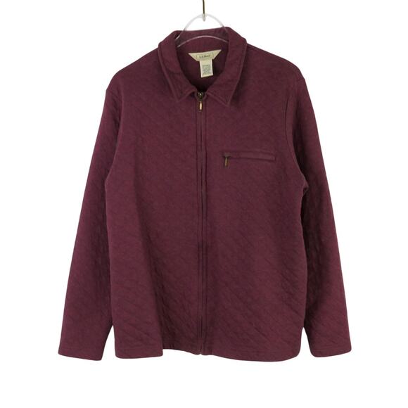 L.L. Bean Maroon Purple Marine Layer Quilted Jacket Full Zip Women's Medium - Picture 1 of 5